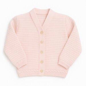 Light Pink Knit Sweater With Pearl Buttons